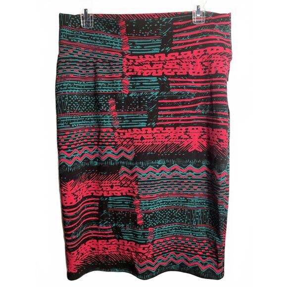 LuLaRoe Cassie Midi Skirt Women's XL Pink Green Black Retro - Picture 8 of 8